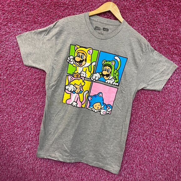 Super Mario Bros Furry Peach Toad Mario Luigi Nintendo Tee Large - Picture 3 of 5
